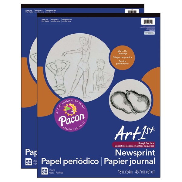Art1st Newsprint Pad, 18 x 24, 50 Sheets Per Pad, PK2